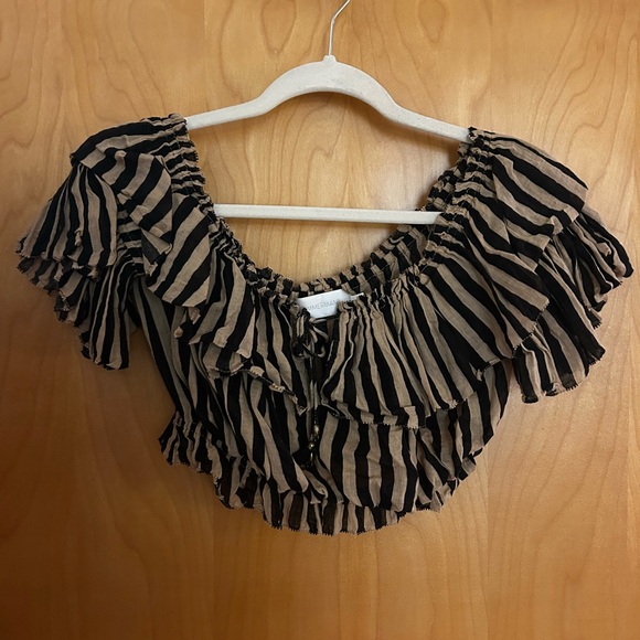 Zimmermann Striped Off Shoulder Top - Picture 5 of 6